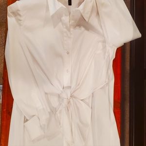 WHBM tie front white blouse